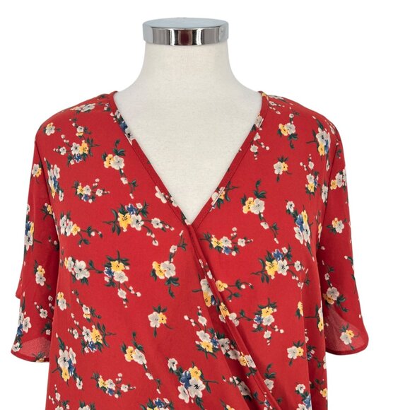 Sienna Sky Floral Wrap Top Rust Orange Red Size Large - Picture 2 of 11
